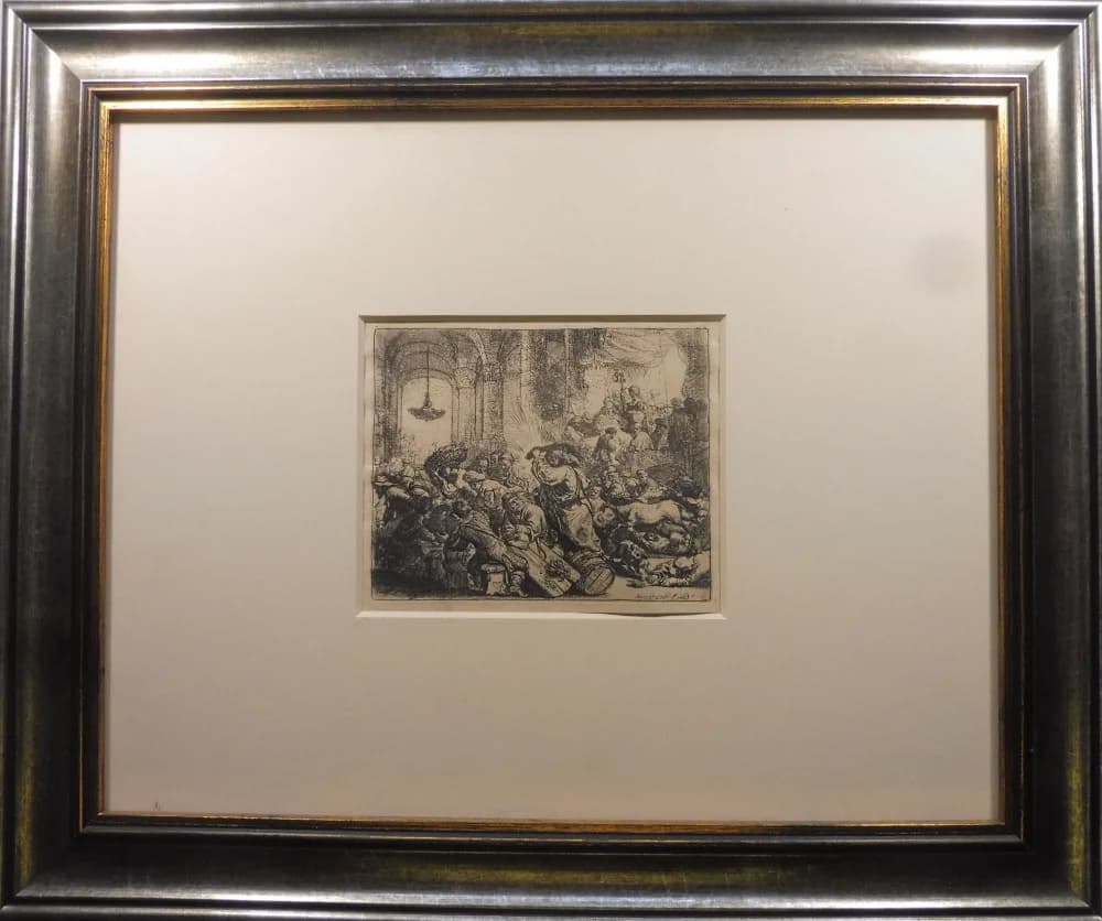 Rembrandt Harmenszoon van Rijn (1606 - 1669) / Vyháňanie zmenárnikov z chrámu - 1