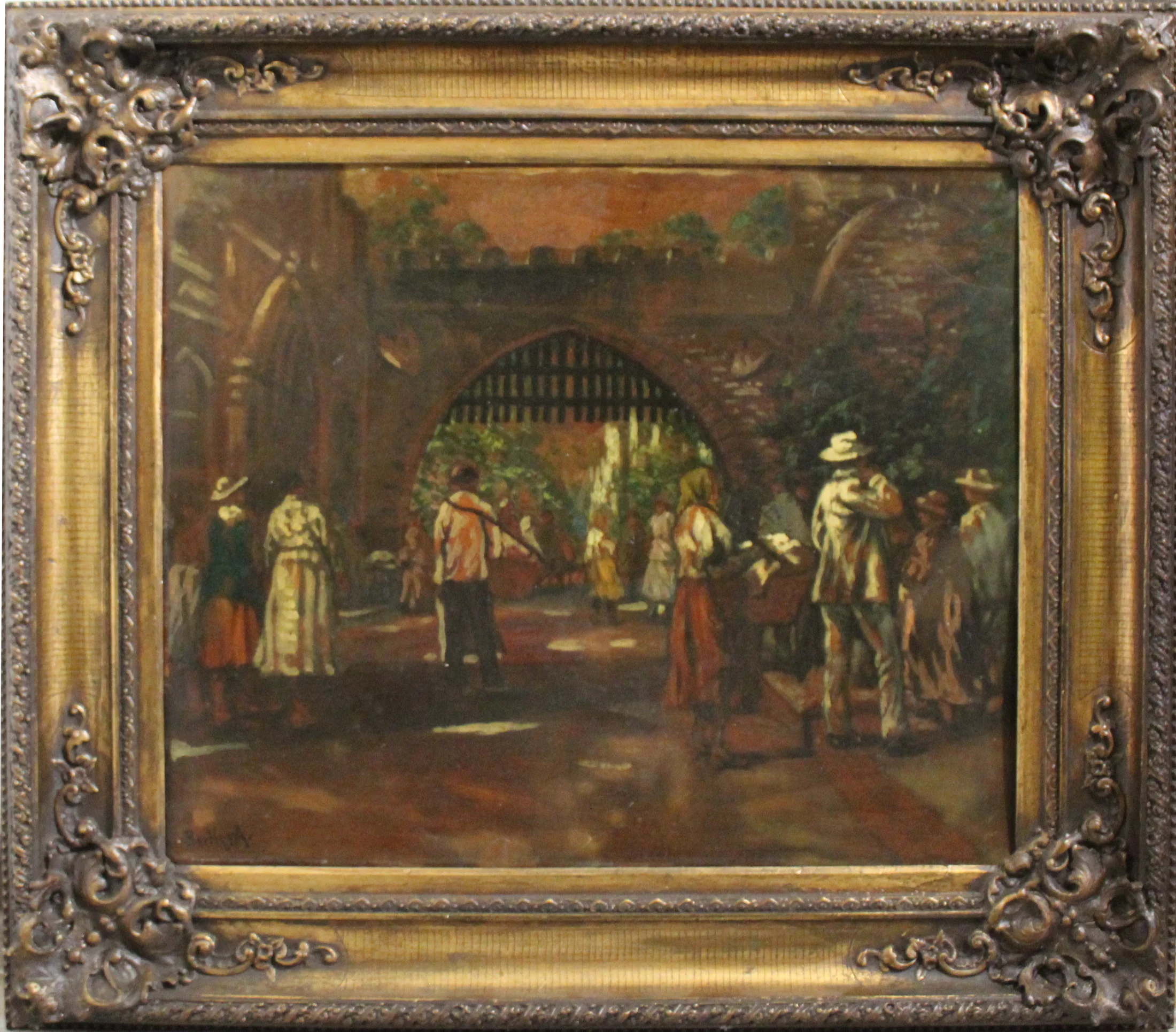 Antal Berkes (1874 - 1938) / Gates Of Vajdahunyad Castle in Budapest (Hunyadyho brána v Budapešti)