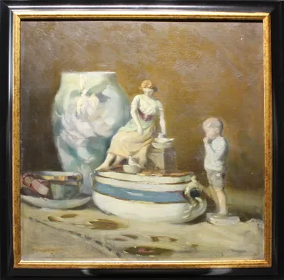 Karel Augusta (1883 - 1974) / Zátišie s porcelánovými figúrkami 